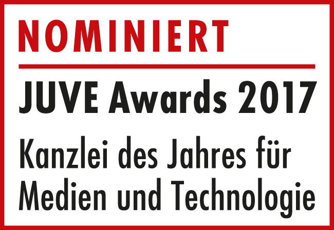 Erneute Nominierung als „Kanzlei des Jahres für Medien und Technologie“